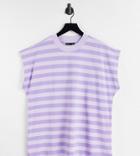 Asos Design Tall Boxy Sleeveless T-shirt In Stripe In Lilac Stripe-purple