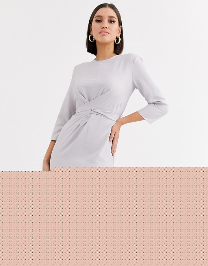 Asos Design Tie Wrap Around Mini Dress-orange