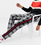 Collusion Tall Skater Fit Check Pants With Side Stripe - Black