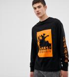Collusion Tall Long Sleeve Printed T-shirt In Black - Black