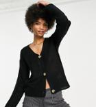 Brave Soul Tall Daisy Boxy Cardigan-black