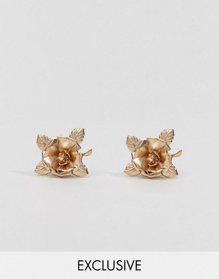 Reclaimed Vintage Inspired Rose Collar Tips - Gold