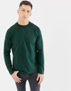 Asos Design Relaxed Long Sleeve Raglan T-shirt With High Neck In Green - Green