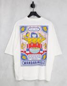 Asos Design Oversized T-shirt In White With Cartoon Back Print