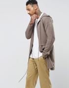 Asos Knitted Parka In Taupe - Taupe