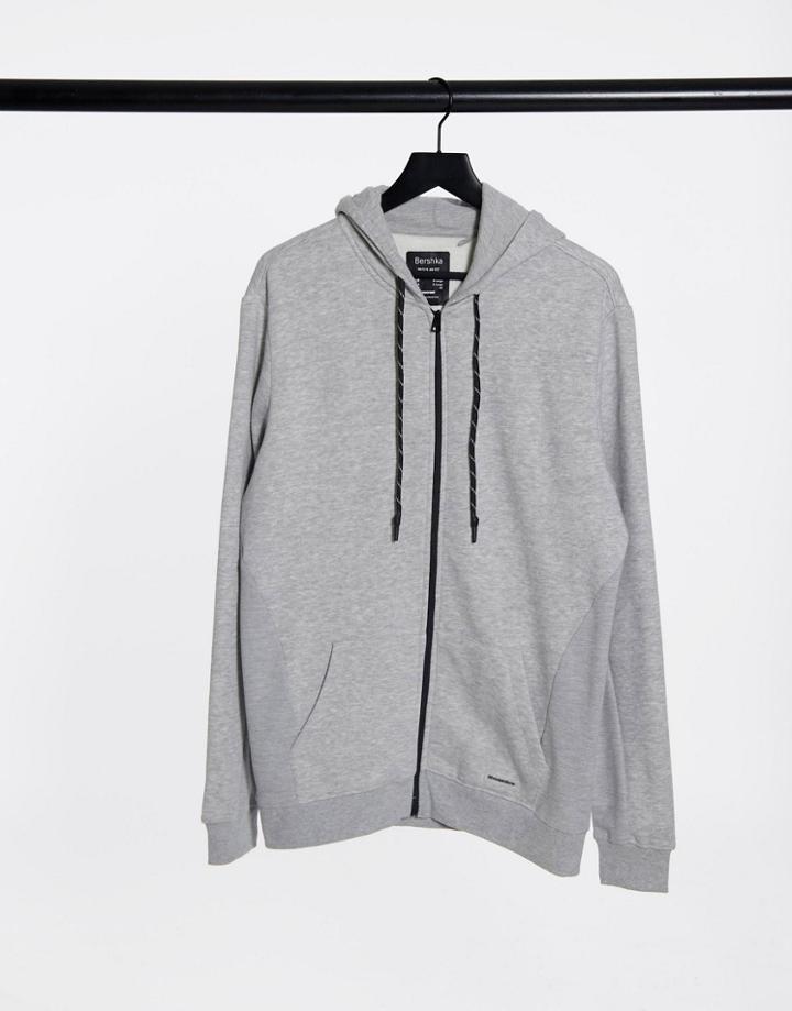Bershka Zip Hoodie Co-ord In Gray-grey