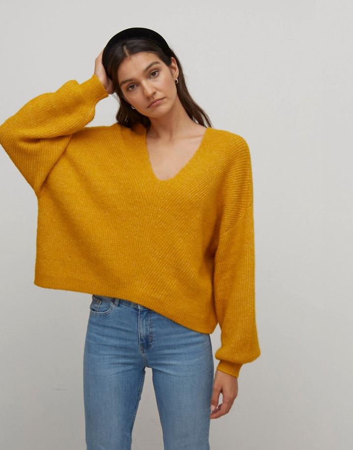 Nobody's Child Relaxed Fisherman Sweater In Mustard Knit-yellow