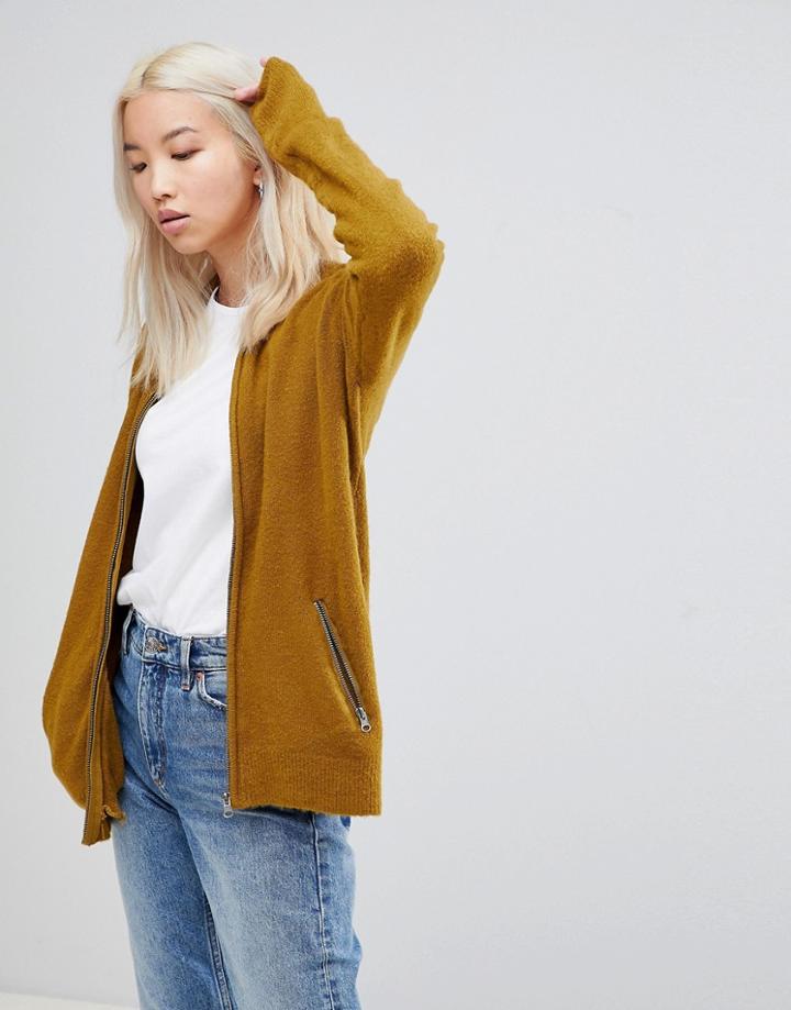 B.young Zip Front Cardigan - Green