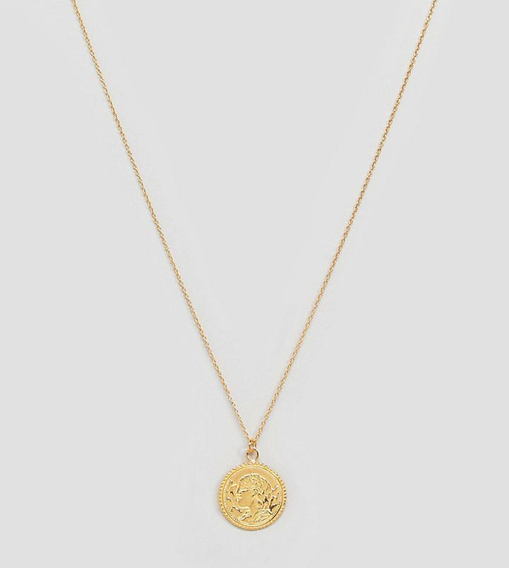 Asos Gold Plated Sterling Silver Vintage Style Coin Charm Necklace - Gold