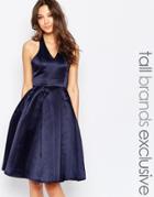 True Decadence Tall Halterneck Prom Dress With Bow Back - Navy