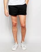 Asos Slim Chino Shorts In Black In Extreme Short Length - Black