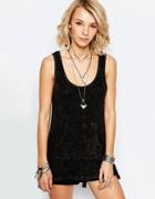 Vintage Havana Tank Top With Lace Panel Back - Black