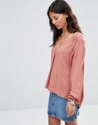 B.young January Tie Neck Woven Blouse - Pink