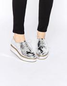 Asos Mavis Flatform Lace Up Shoes - Silver