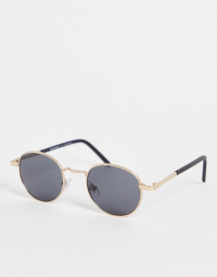 Aj Morgan Dukes Round Sunglasses In Gold Frames