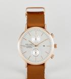 Reclaimed Vintage Inspired Chronograph Leather Watch In Brown Exclusive To Asos - Brown