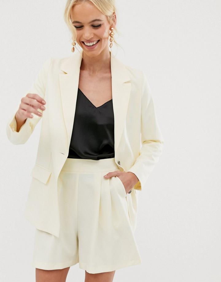 Asos Design Soft Suit Blazer In Buttermilk - Yellow