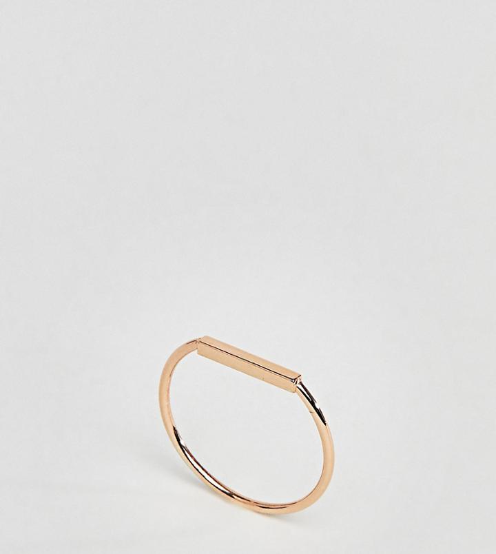 Asos Design Rose Gold Plated Sterling Silver Flat Bar Ring - Copper