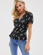 River Island Blouse With Peplum In Floral Print