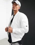 Pull & Bear Padded Bomber Jacket In White