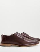 Asos Design Lace Up Derby Shoes In Brown Leather