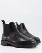 Walk London Sean Chunky Chelsea Boots In Black Leather