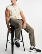 Asos Design Skate Fit Chinos In Khaki-green