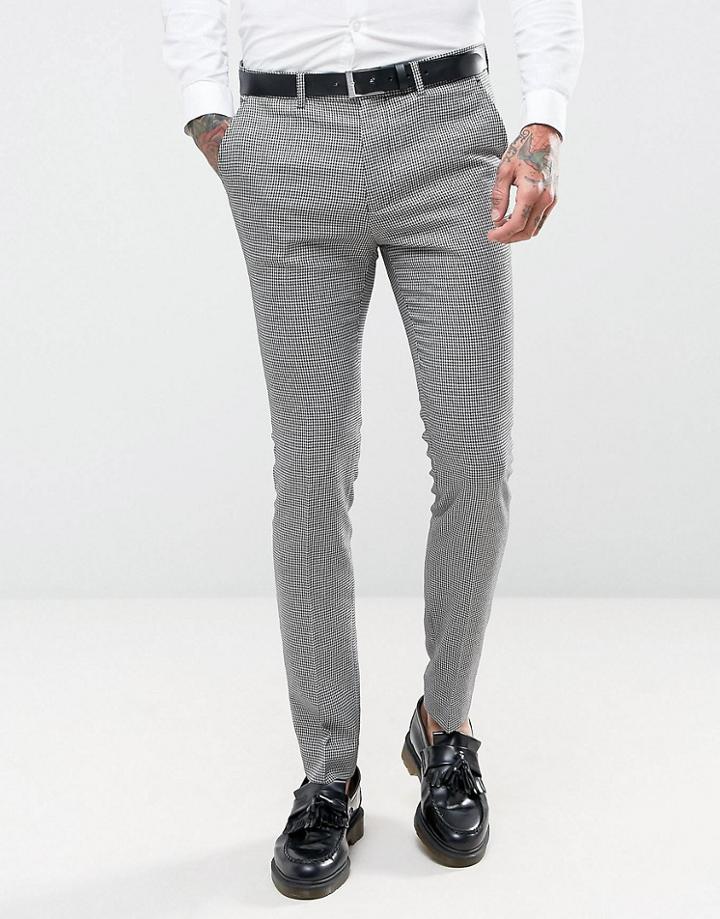 Rudie Super Skinny Dog Tooth Suit Pants - Black