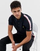 Lyle & Scott Side Stripe Polo In Black - Black