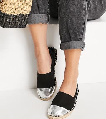 London Rebel Wide Fit Espadrilles In Black