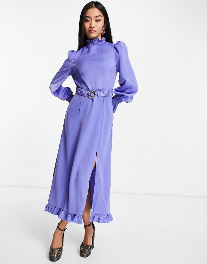Little Mistress Flare Sleeve Dress In Blue-blues