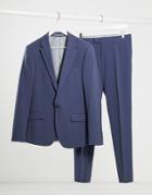River Island Skinny Suit Jacket In Blue-blues