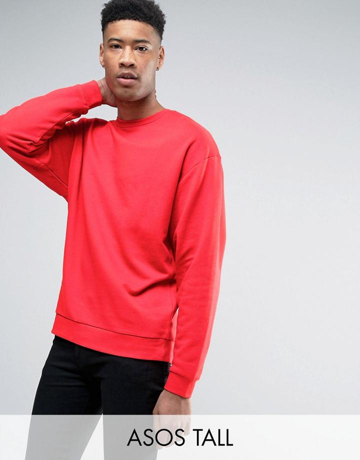 Asos Tall Oversized Sweatshirt In Red - Red