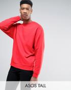 Asos Tall Oversized Sweatshirt In Red - Red