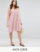 Asos Curve Stripe Swing Sundress In Seersucker - Multi