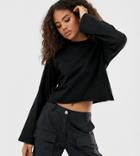 Asos Design Tall Boxy Crop T-shirt With Overlock In Black