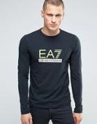 Emporio Armani Ea7 Long Sleeve Top With Large Logo In Navy - Navy