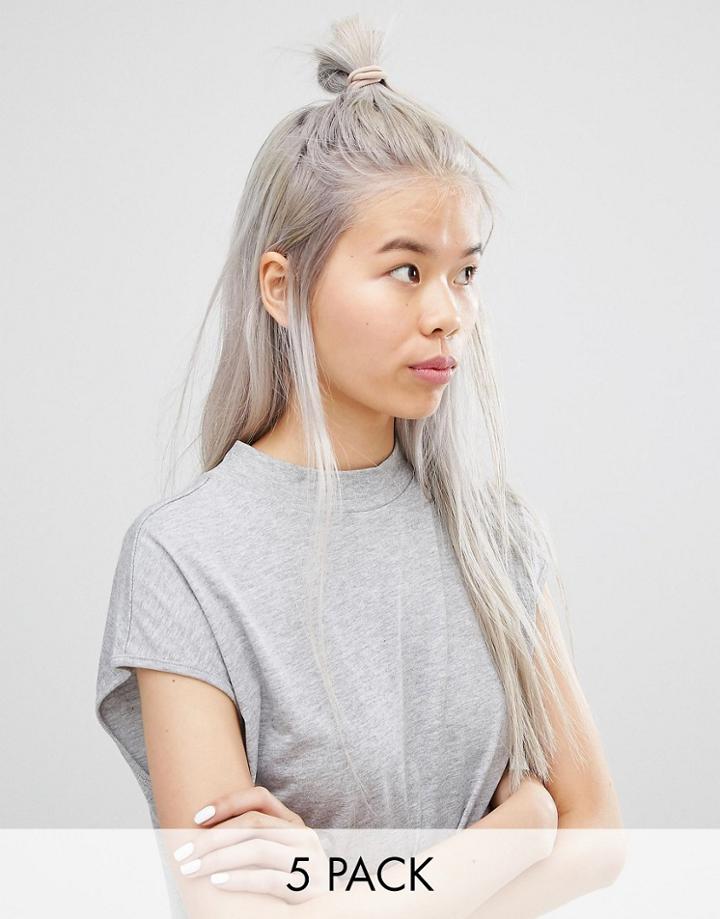 Asos Pack Of 5 Soft Hair Ties - Stone