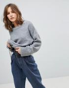 Asos Sweater In Oversized With Toggle Detail - Gray