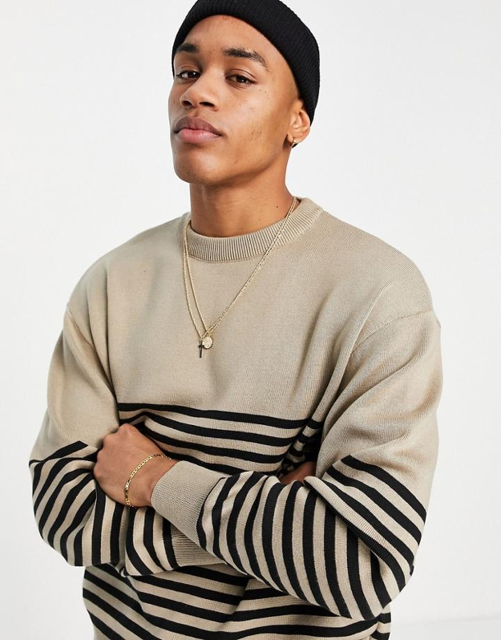 River Island Oversized Knitted Sweater In Brown