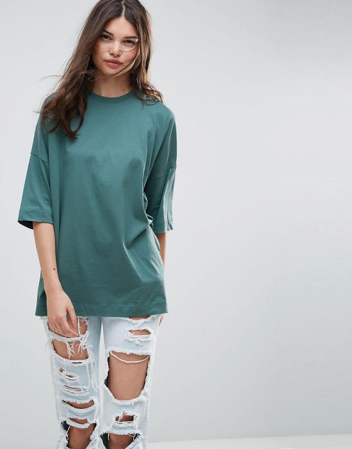 Asos T-shirt In Super Oversized Fit - Green