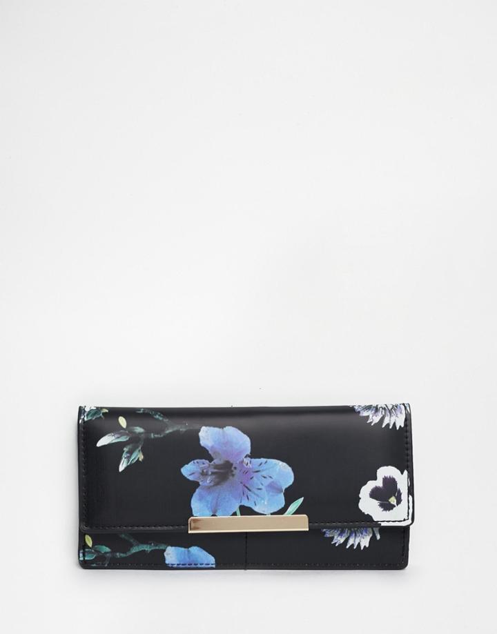 Asos Floral Purse With Metal Bar - Multi