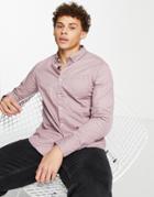 Brave Soul Long Sleeve Cotton Twill Shirt In Mauve-purple