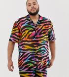 Jaded London Festival Two-piece Shirt In Rainbow Tiger Print-multi