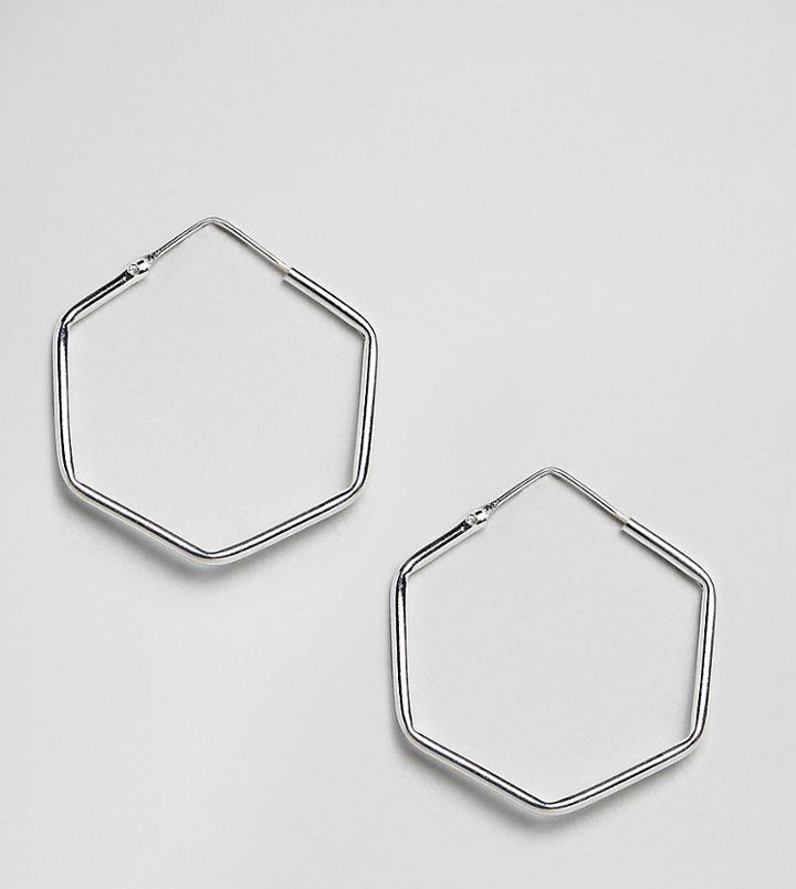 Kingsley Ryan 30mm Hexagon Hoop Earrings In Sterling Silver