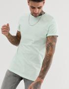 Asos Design Crew Neck T-shirt With Roll Sleeve In Green