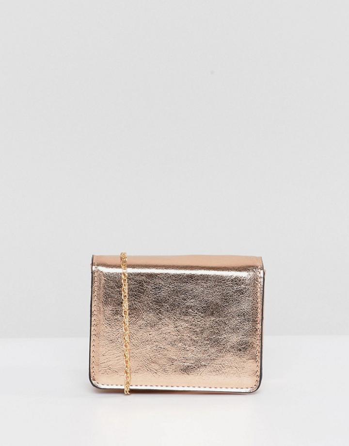 Asos Purse With Cross Body Chain Strap - Gold