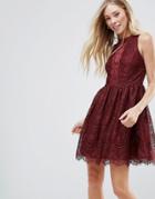 Qed London Lace Detail Dress - Red