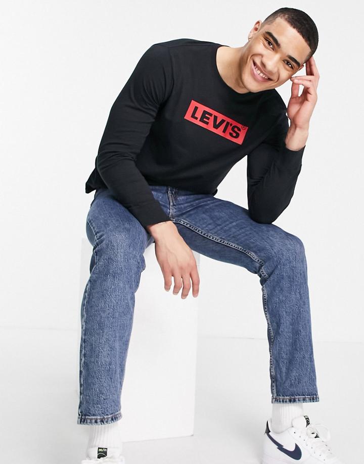 Levi's Large Boxtab Logo Relaxed Fit Long Sleeve Top In Black