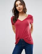 Asos The New Forever T-shirt With Short Sleeves And Dip Back - Orange